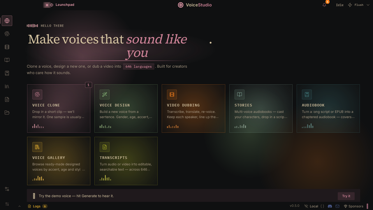 VoiceStudio — Launchpad