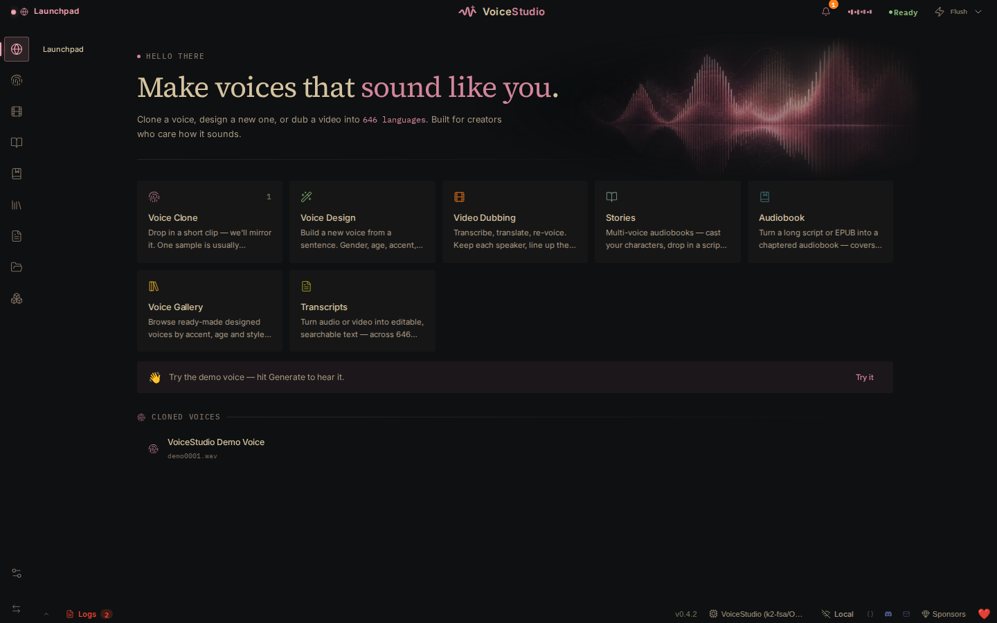 VoiceStudio — Launchpad