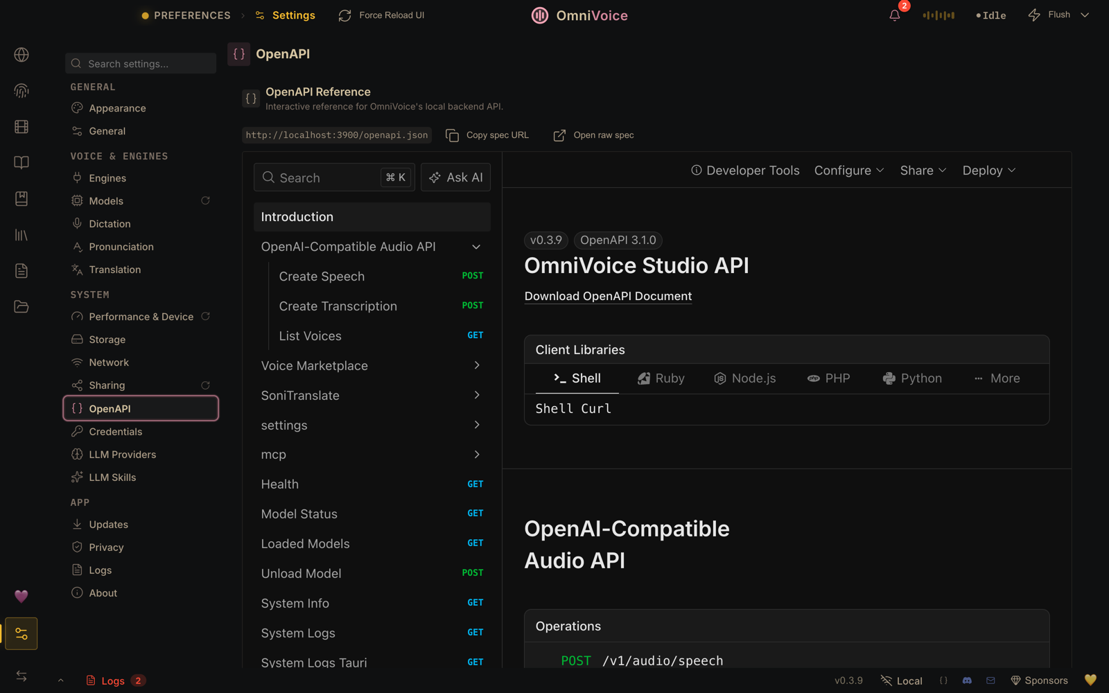 Settings — API Reference